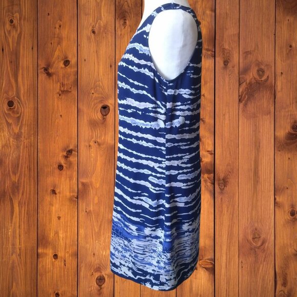 Saint Tropez West Women's Size 2 Zip Back Sleeveless Shift Dress Blue White - Picture 4 of 5
